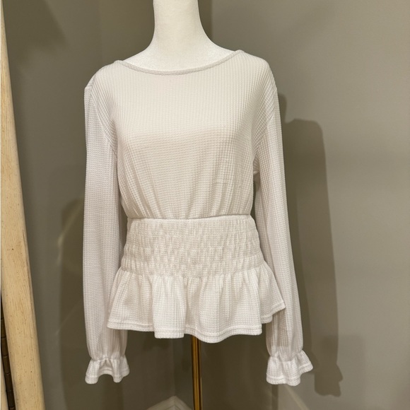 Paper Crane Tops - Paper Crane Thermal Waffle White Top
